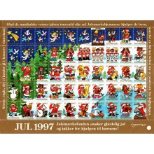 1997 - Danmark - Julemærker - VARIANT - Helark - 2-sidet takket - Ufoldet - Julens musikalske venner.